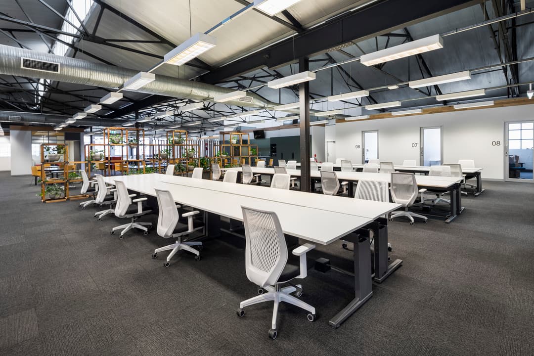 Large shared co-working desk space at 90 Maribyrnong Street, Footscray