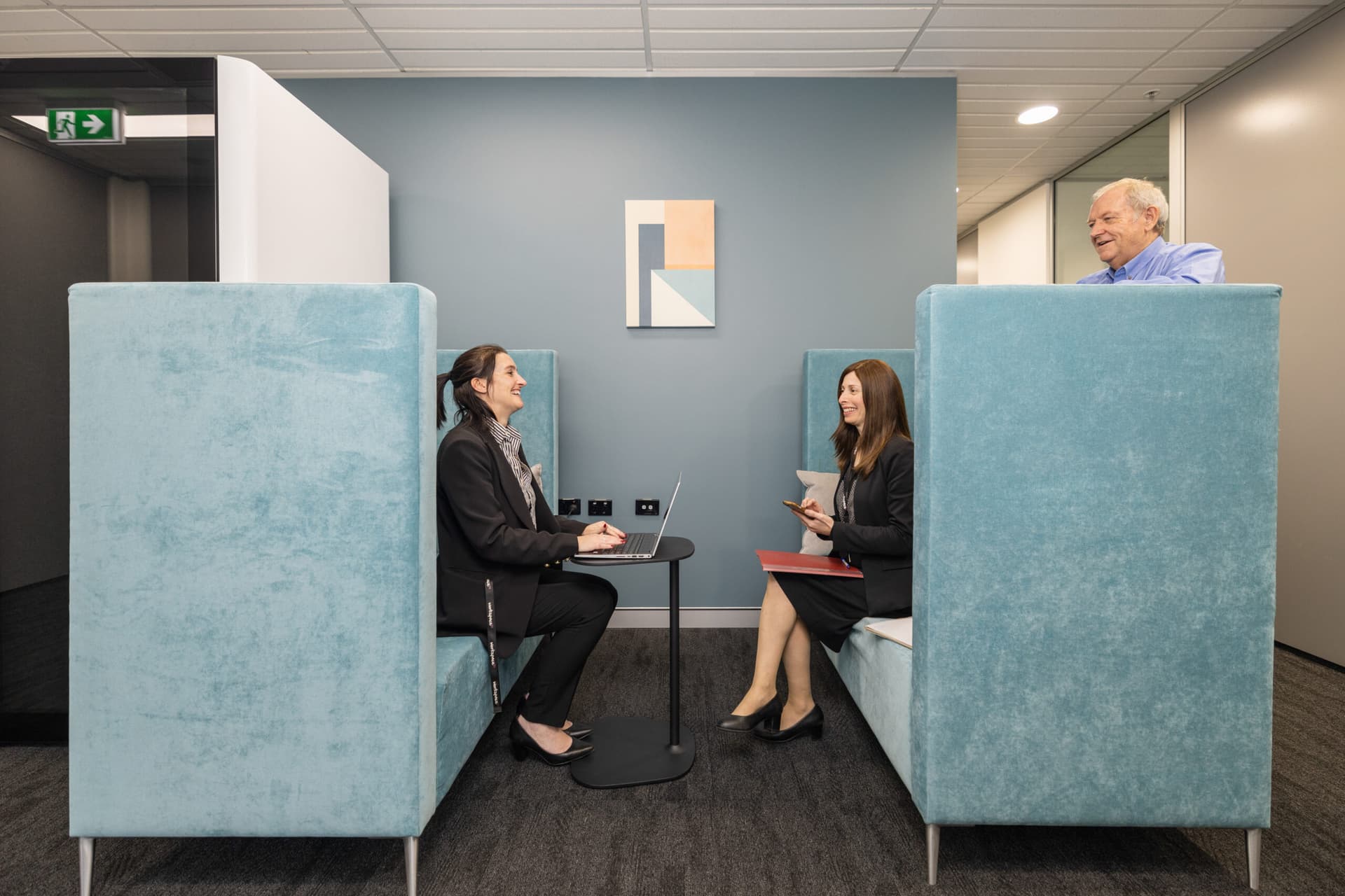 Small private meeting spaces with couches at 60 Station Street, Parramatta