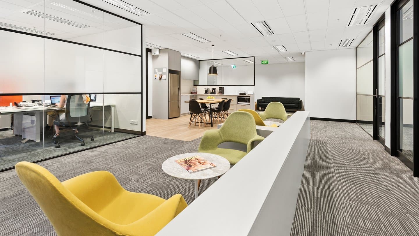 Inside the Level 9 breakout room at Workspace365 in 330 Collins Street, Melbourne