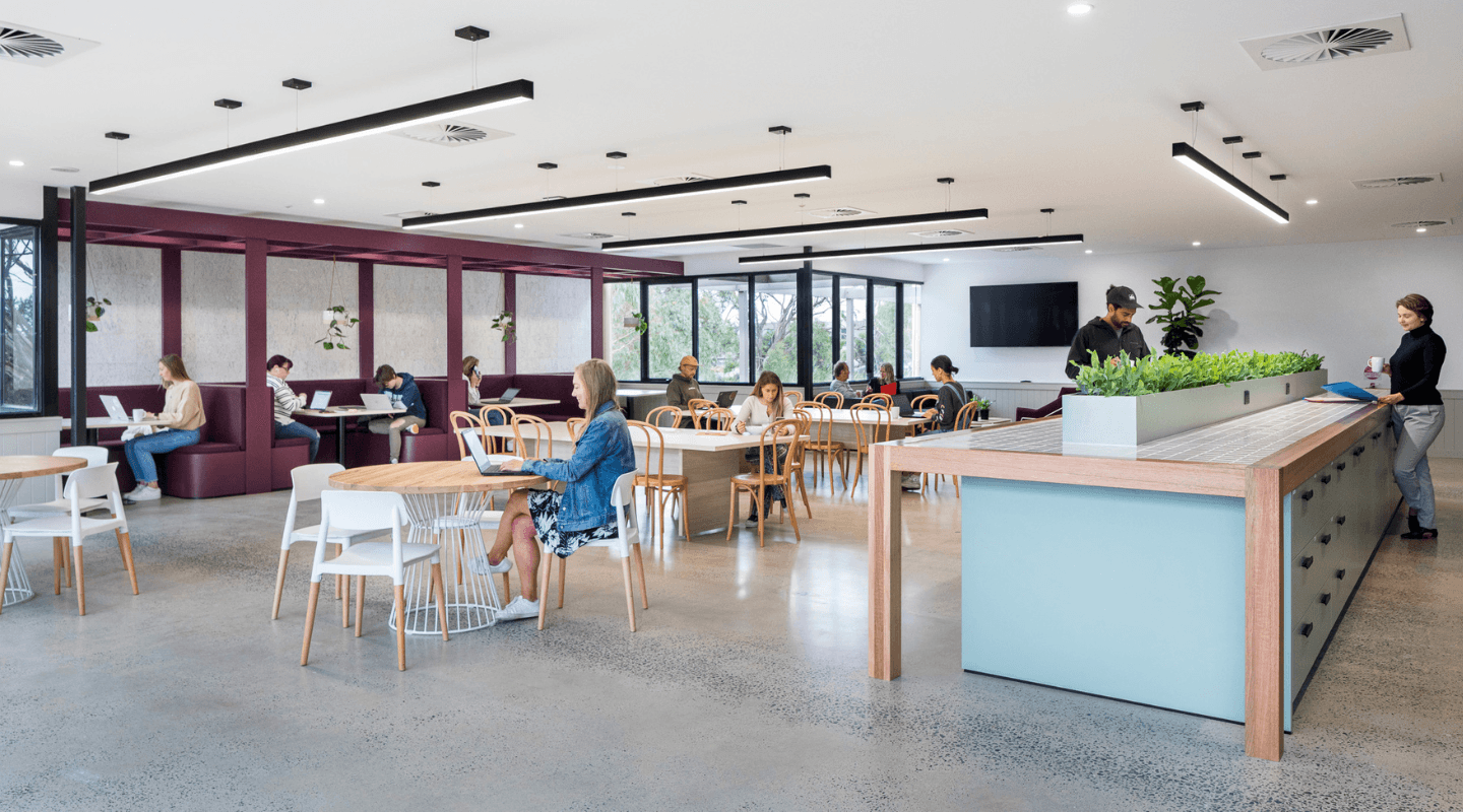 Vibrant common area and coworking space