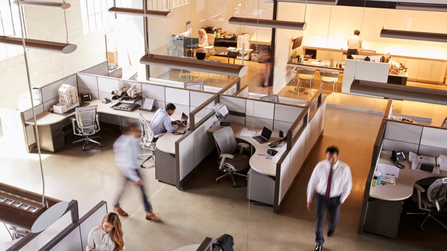 A vibrant co-working space from above