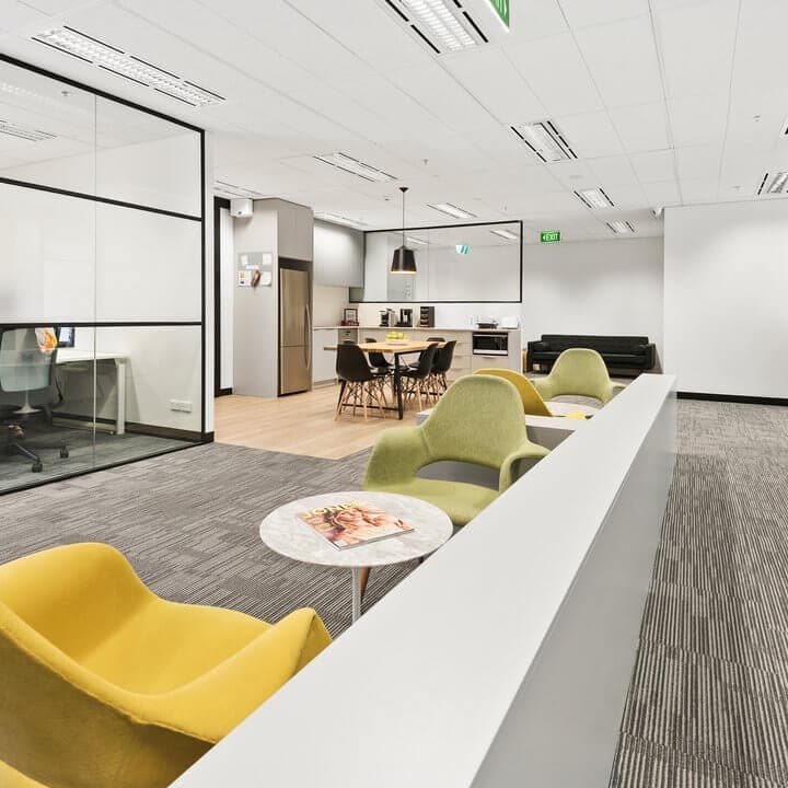 Inside the Level 9 breakout room at Workspace365 in 330 Collins Street, Melbourne